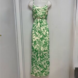 🌿 Gilli Green Tropical Print Spaghetti Strap Maxi Dress – Size L